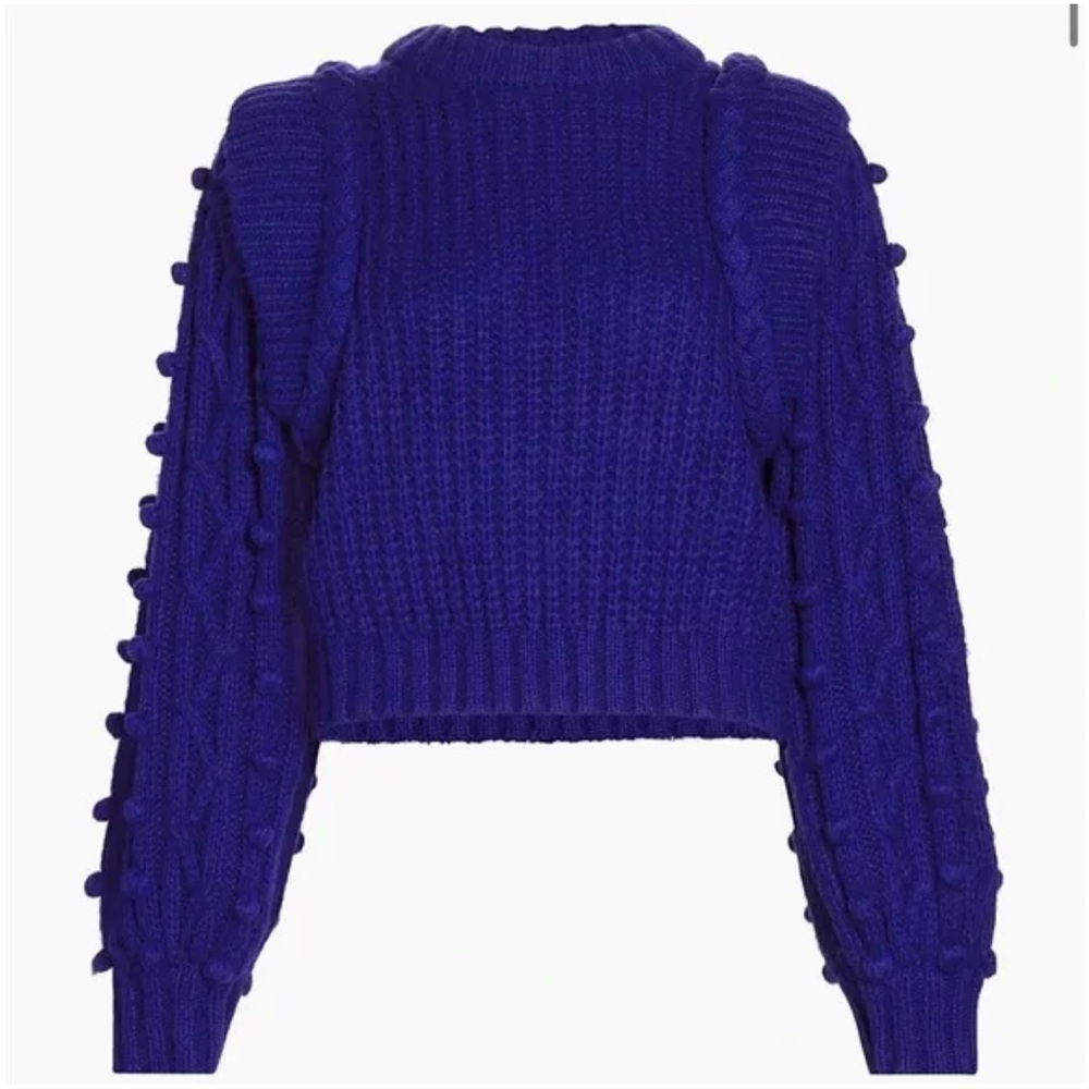 Farm Rio Shaker-Stitch Blue Braided Sweater ~